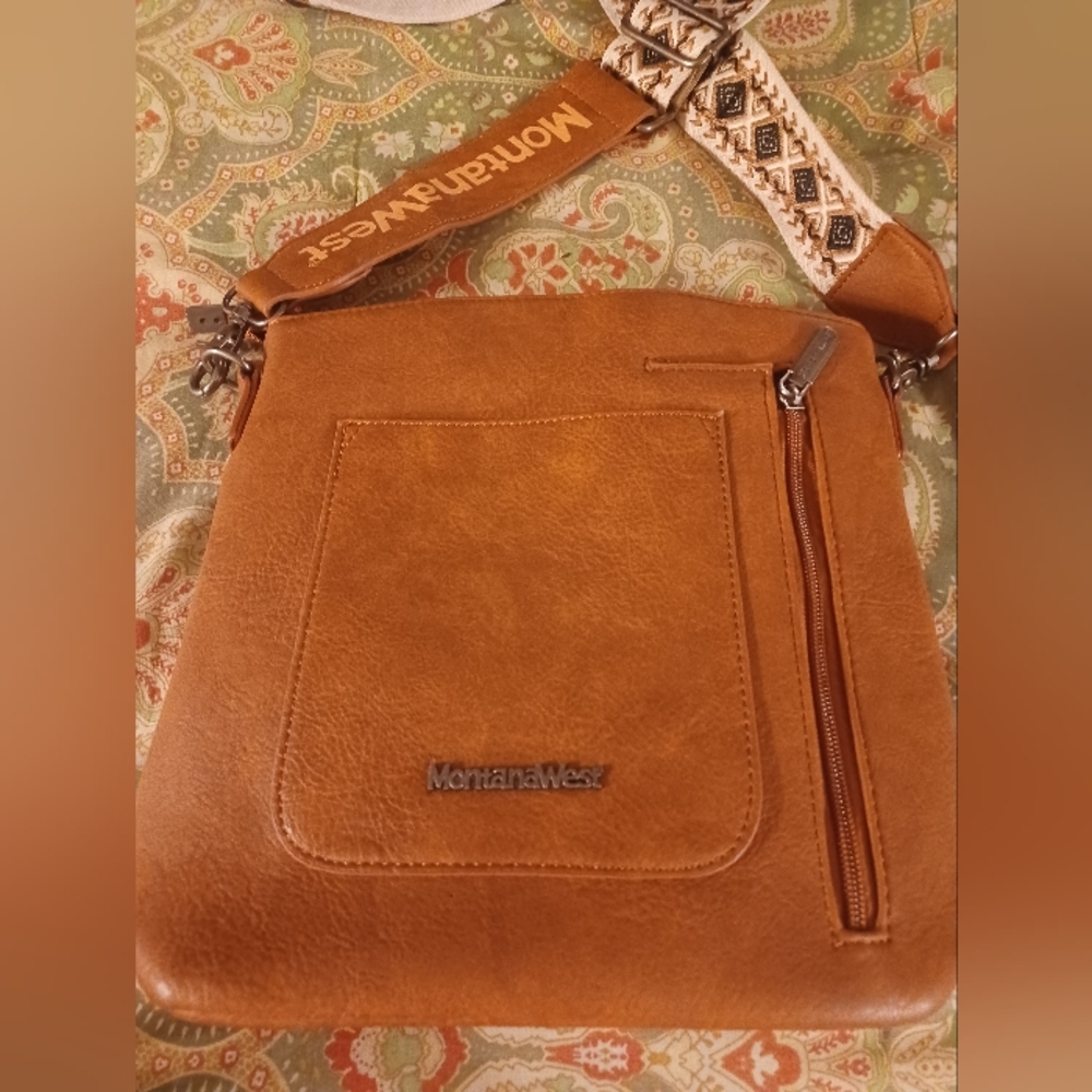 Montana West Brown leather shoulder bag handbag purse